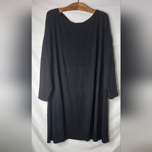 ​EILEEN FISHER Black Viscose Jersey Bateau Neck Knee Length Dress 3X Plus NWT